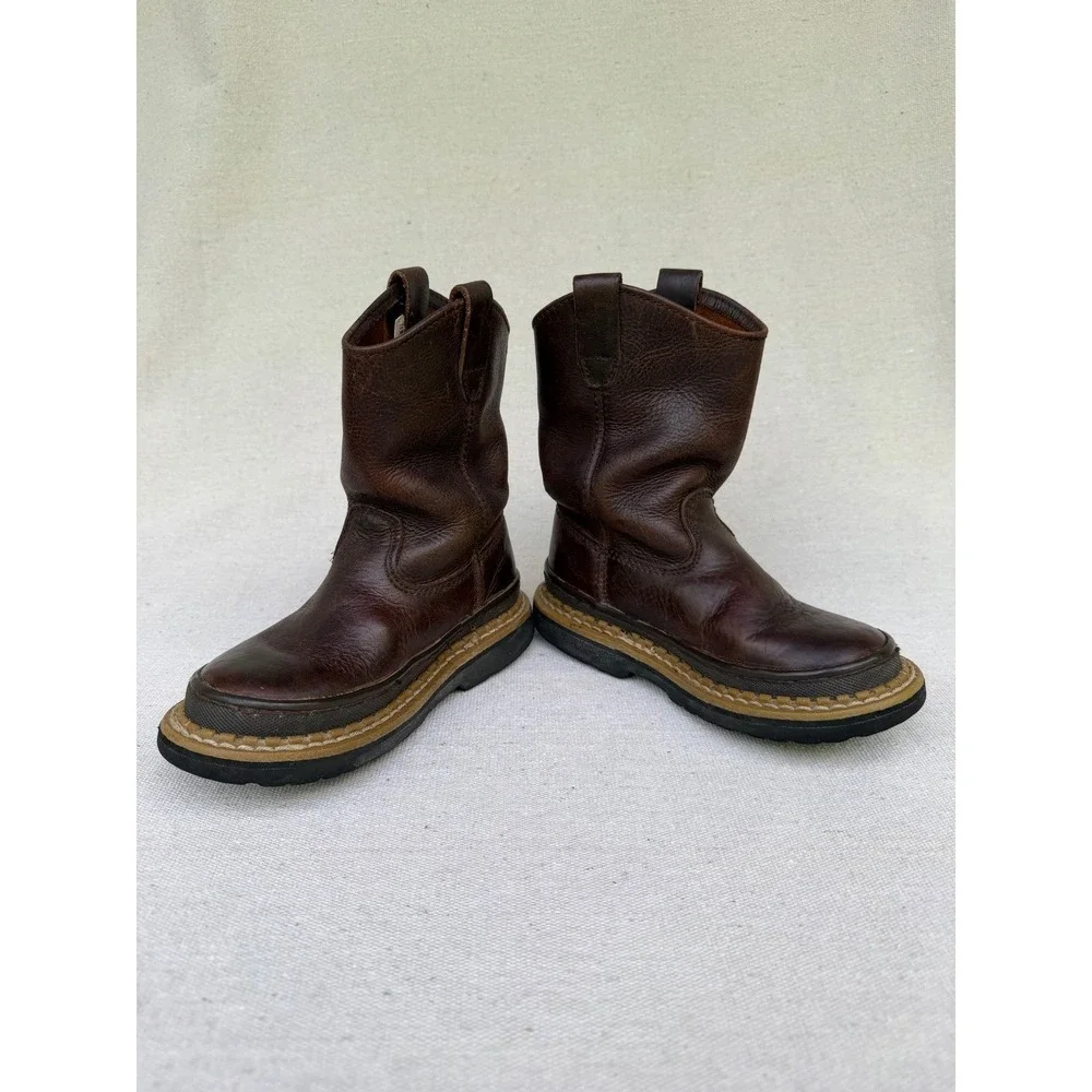 Georgia Boot Kids Little Georgia Giant Wellington Brown Leather Boots G204 10.5M